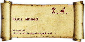 Kuti Ahmed névjegykártya